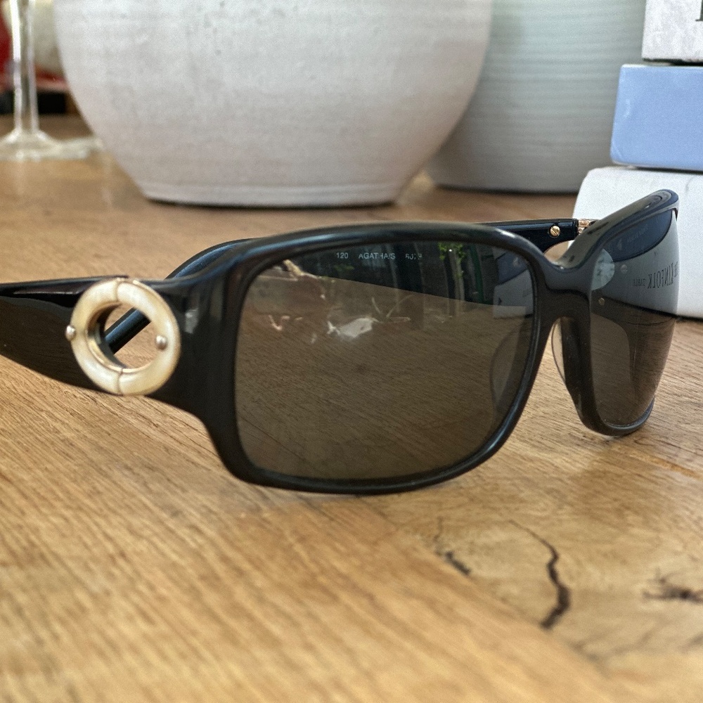 Kate Spade Pearl Rectangular Wrap Sunglasses, Bla… - image 4